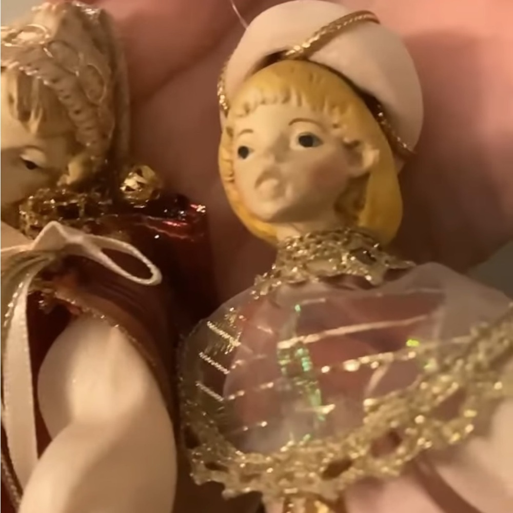 Vintage Christmas handmade porcelain face ornaments unique - Picture 3 of 3